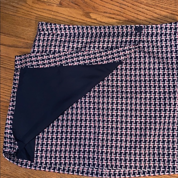 LOFT wrap woven skirt pink, navy & white 18 - Picture 5 of 9